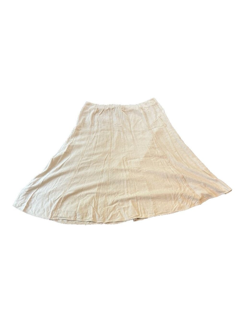 CJ Banks Off White Linen Blend Midi Skirt Trumpet Womens 18W Cottagecore Boho